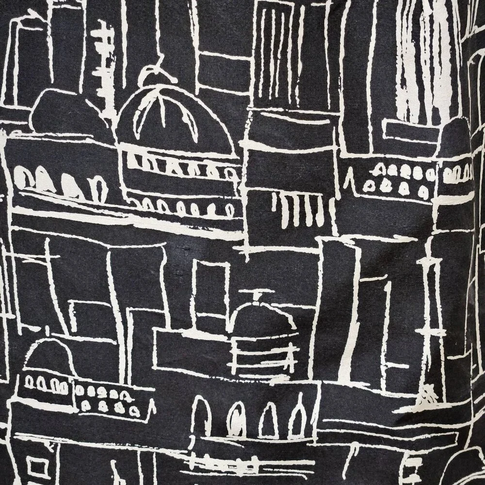 Grace Elements Skirt Womens Sz 8P Black White Silk Abstract Architecture Print - Picture 3 of 7